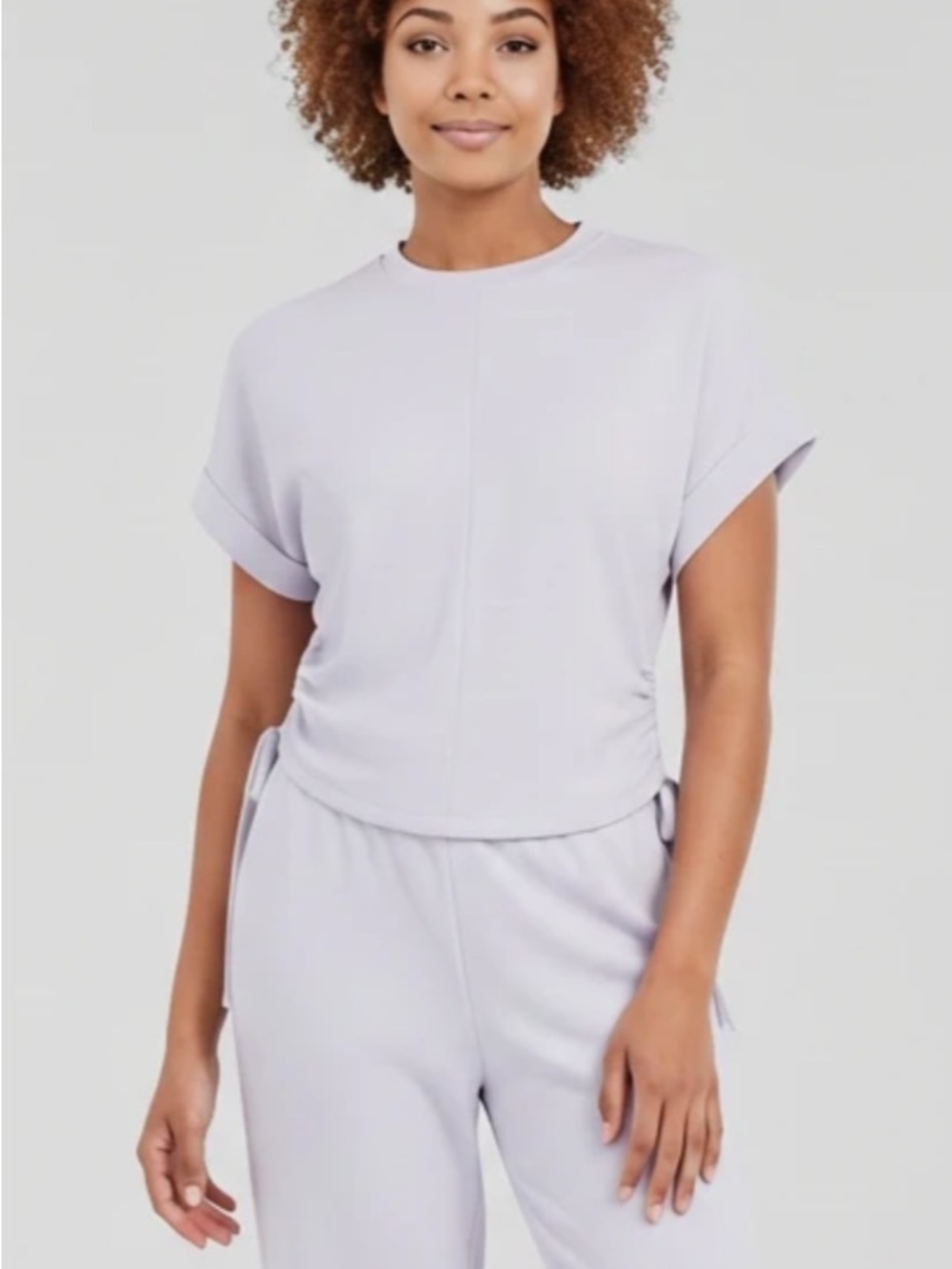 Short Sleeve Side-Tie scuba Knit top